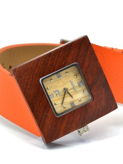 Montre en bois, Soleilia orange, Interchangeable, Palissande, www.LaTribu.shop (2)