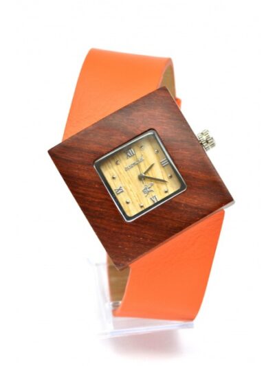 Montre en bois, Soleilia orange, Interchangeable, Palissande, Latribudistrib.com