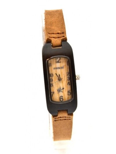 Montre en bois Lea, Ebène et cuir, www.LaTribu.shop