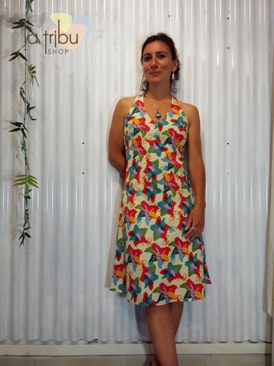 Robe Kali-Yog Pénélope, Maha flower white, www.LaTribu.shop (1)
