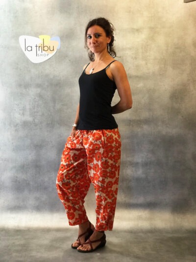 Pantalon ample marque Kali Yog fleur orange