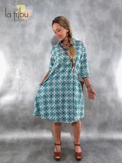 Robe chemise ample bleu ciel Kaliog