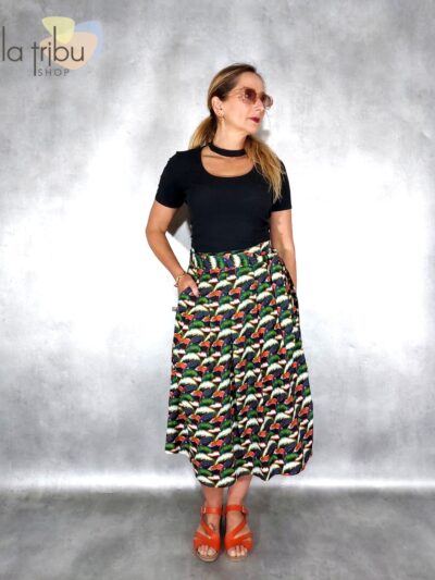 Jupe droite plissée imprimée