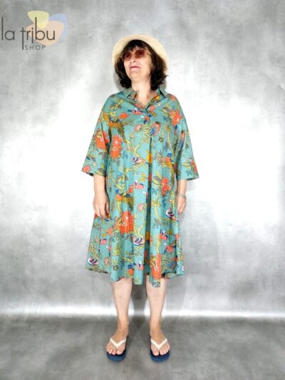 Robe trapèze à manches imprimé Kali Yog