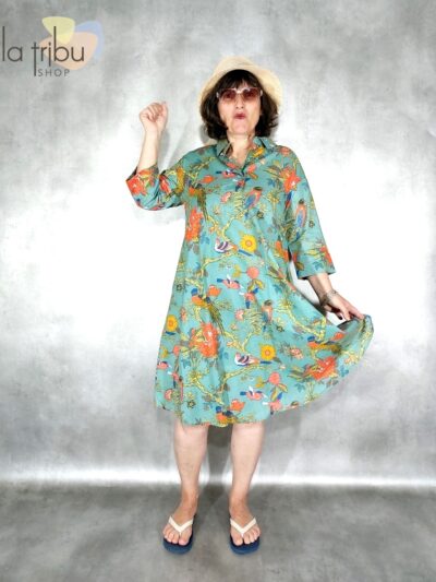 Robe Kali-Yog Fara, Red bird, www.LaTribu.shop (2)